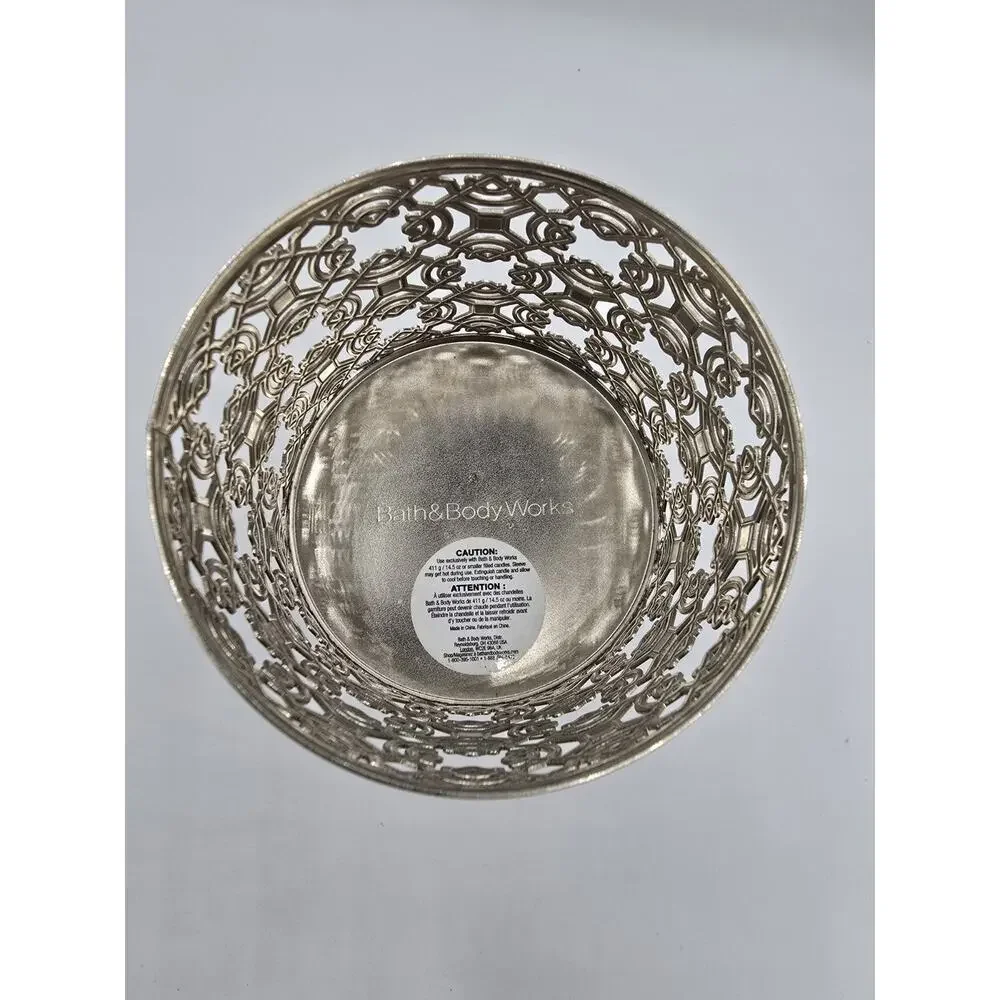 Bath & Body Works 3-Wick Candle Holder 2021 Glam Silver Lattice Pedestal Gift